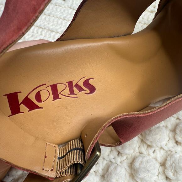KORKS KORK-EASE Wynn Criss Cross Leather Clog Sandals Coral Size 10 - Picture 5 of 15
